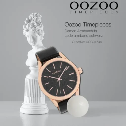 Oozoo Damen Armbanduhr Timepieces Analog Leder schwarz UOC9474A