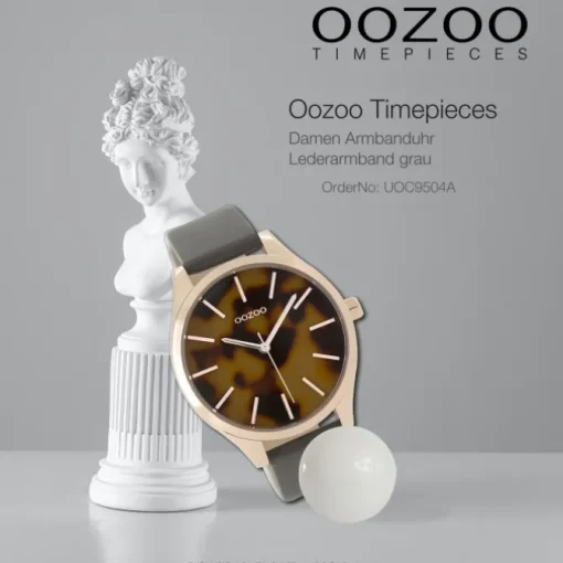 Oozoo Damen Armbanduhr Timepieces Analog Leder grau UOC9504A