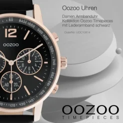 Oozoo Damen Armbanduhr Timepieces C10814 Analog Leder schwarz UOC10814