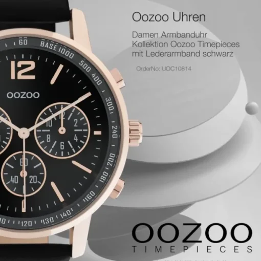 Oozoo Damen Armbanduhr Timepieces C10814 Analog Leder schwarz UOC10814