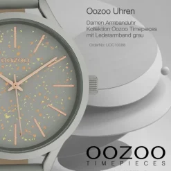 Oozoo Damen Armbanduhr Timepieces C10088 Analog Leder grau UOC10088