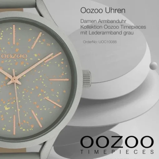 Oozoo Damen Armbanduhr Timepieces C10088 Analog Leder grau UOC10088