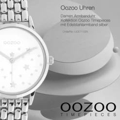 Oozoo Damen Armbanduhr Timepieces C11025 Analog Edelstahl silber UOC11025