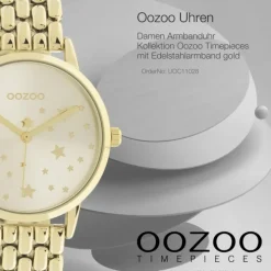 Oozoo Damen Armbanduhr Timepieces C11028 Analog Edelstahl gold UOC11028