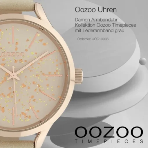 Oozoo Damen Armbanduhr Timepieces C10086 Analog Leder beige UOC10086
