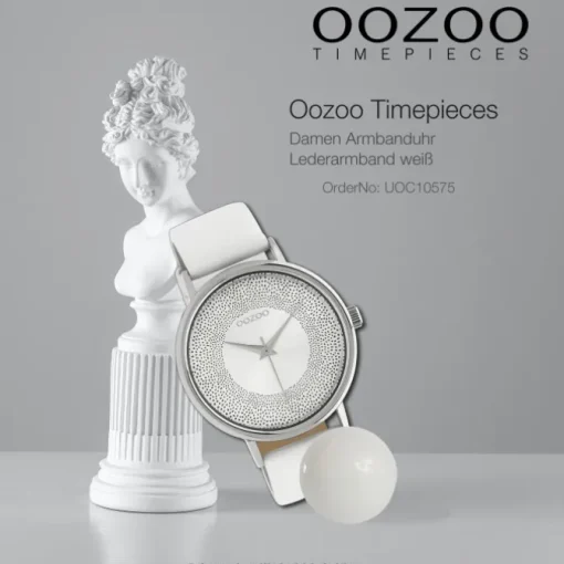 Oozoo Damen Armbanduhr Timepieces C10575 Analog Leder weiß UOC10575