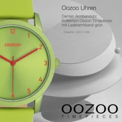 Oozoo Damen Armbanduhr Timepieces Analog Leder grün UOC11169