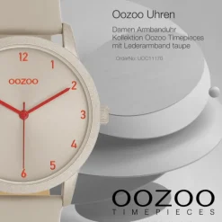 Oozoo Damen Armbanduhr Timepieces Analog Leder taupe grau UOC11170