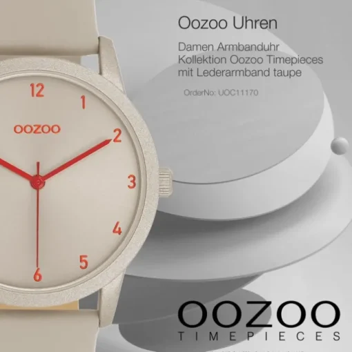 Oozoo Damen Armbanduhr Timepieces Analog Leder taupe grau UOC11170