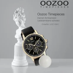 Oozoo Damen Armbanduhr Timepieces gold Leder schwarz UOC10841