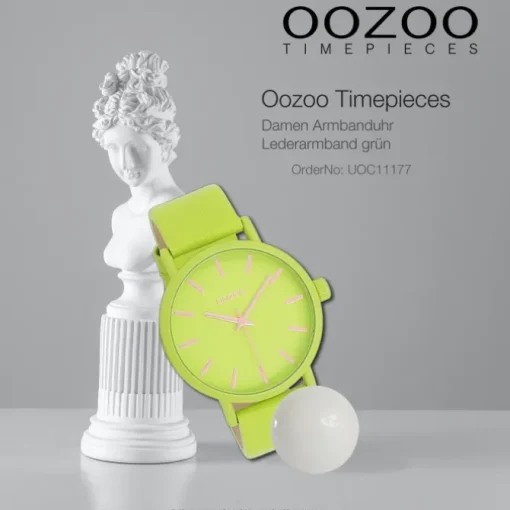 Oozoo Damen Armbanduhr Timepieces Analog Leder grün UOC11177