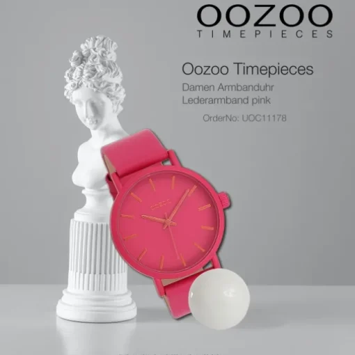Oozoo Damen Armbanduhr Timepieces Analog Leder pink UOC11178