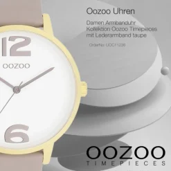 Oozoo Damen Armbanduhr Timepieces Analog Leder taupe braun UOC11236