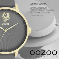 Oozoo Damen Armbanduhr Timepieces Analog Leder grau UOC11244