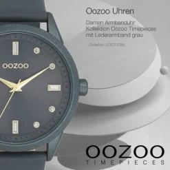 Oozoo Damen Armbanduhr Timepieces Analog Leder grau UOC11289