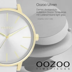 Oozoo Damen Armbanduhr Timepieces Analog Leder hellgrau UOC11290