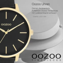 Oozoo Damen Armbanduhr Timepieces Analog Leder schwarz UOC11294