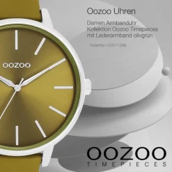 Oozoo Damen Armbanduhr Timepieces Analog Leder olivgrün UOC11298