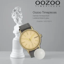 Oozoo Damen Armbanduhr Timepieces Analog Leder grau UOC10013