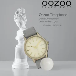 Oozoo Damen Armbanduhr Timepieces Analog Leder grau UOC10016