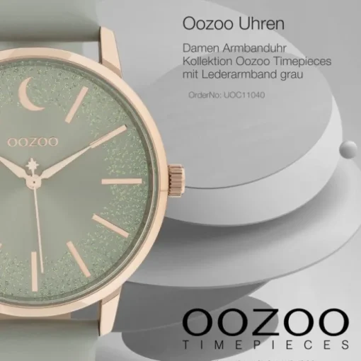 Oozoo Damen Armbanduhr Timepieces C11040 Analog Leder grau UOC11040