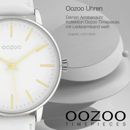 Oozoo Damen Armbanduhr Timepieces Analog Leder weiß UOC10040