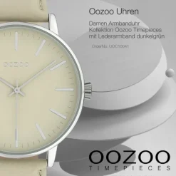 Oozoo Damen Armbanduhr Timepieces Analog Leder hellgrau UOC10041