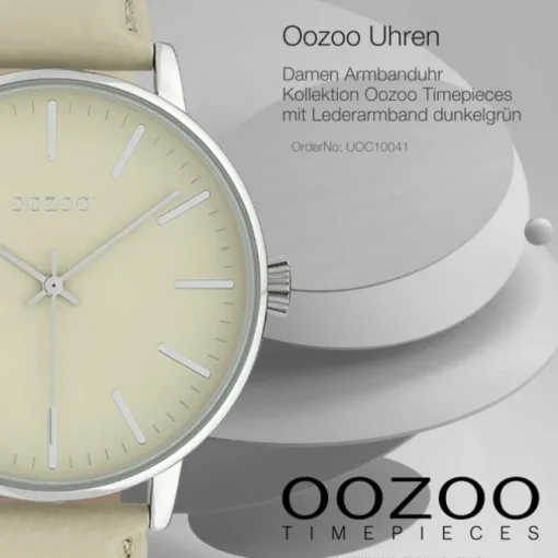 Oozoo Damen Armbanduhr Timepieces Analog Leder hellgrau UOC10041