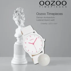 Oozoo Damen Armbanduhr Timepieces Analog Leder weiß UOC11057