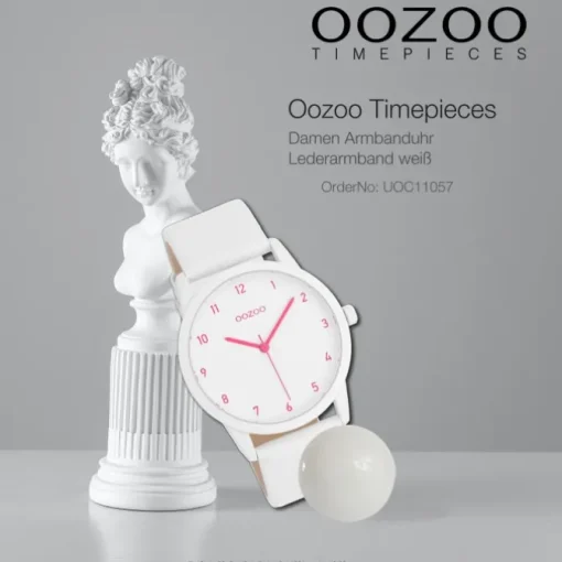 Oozoo Damen Armbanduhr Timepieces Analog Leder weiß UOC11057