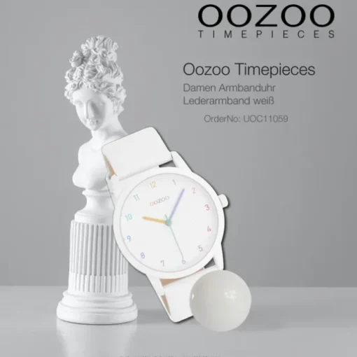 Oozoo Damen Armbanduhr Timepieces Analog Leder weiß UOC11059