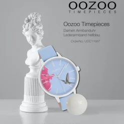 Oozoo Damen Armbanduhr Timepieces Analog Leder hellblau UOC11067