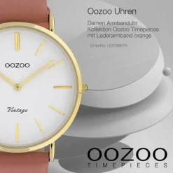 Oozoo Damen Armbanduhr Timepieces Analog Leder orange UOC9967A