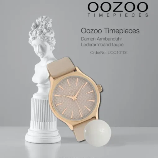 Oozoo Damen Armbanduhr Timepieces Analog Leder taupe hellbraun UOC10106