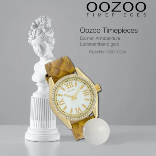 Oozoo Damen Armbanduhr Timepieces Analog Leder gelb mustard UOC10224