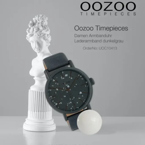 Oozoo Damen Armbanduhr Timepieces Analog Leder dunkelgrau UOC10413