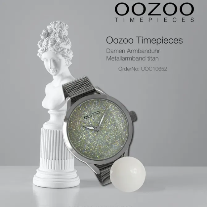 Oozoo Damen Armbanduhr Timepieces Analog Metall titan dunkelgrau UOC10652
