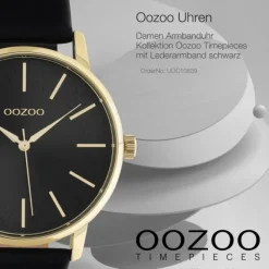 Oozoo Damen Armbanduhr Timepieces Analog Leder schwarz UOC10839