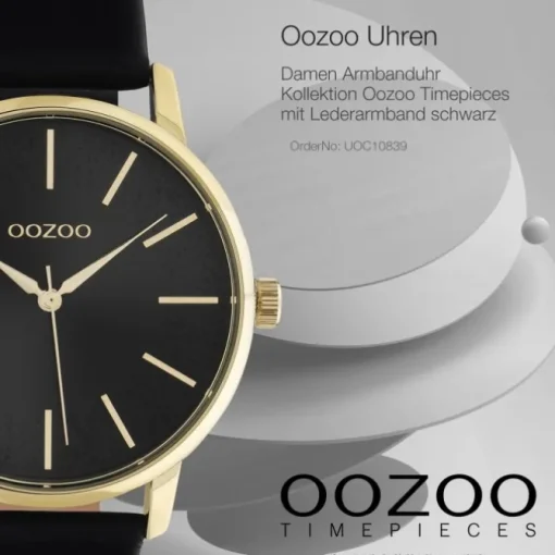 Oozoo Damen Armbanduhr Timepieces Analog Leder schwarz UOC10839