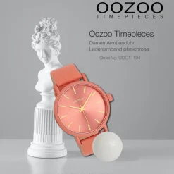 Oozoo Damen Armbanduhr Timepieces Analog Leder pfirsichrosa UOC11194