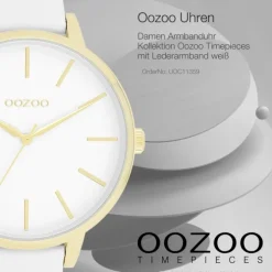Oozoo Damen Armbanduhr Timepieces Analog Leder weiß UOC11359