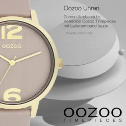 Oozoo Damen Armbanduhr Timepieces Analog Leder taupe braun UOC11342