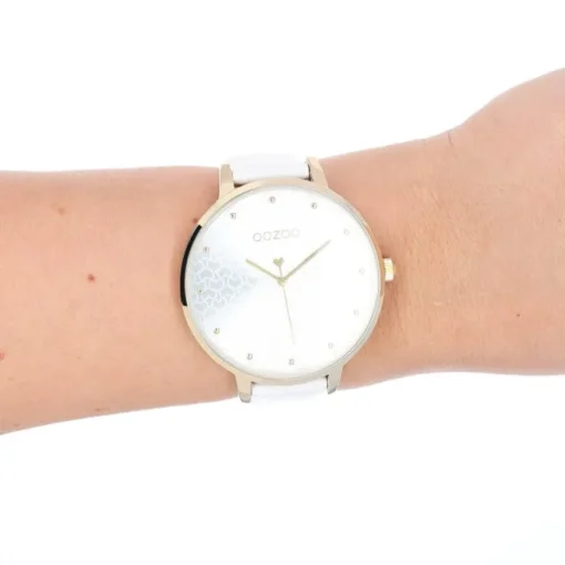 Oozoo Damen Armbanduhr Timepieces Analog Leder weiß UOC11158