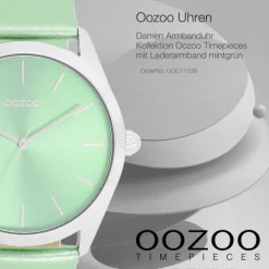 Oozoo Damen Armbanduhr Timepieces Analog Leder mintgrün UOC11336