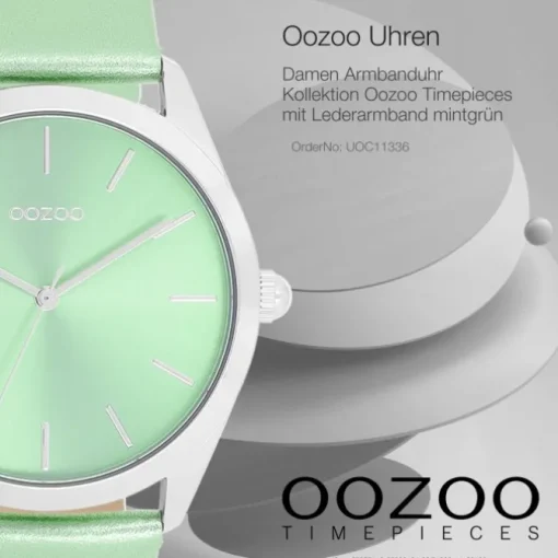 Oozoo Damen Armbanduhr Timepieces Analog Leder mintgrün UOC11336