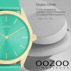 Oozoo Damen Armbanduhr Timepieces Analog Leder aquagrün UOC11339