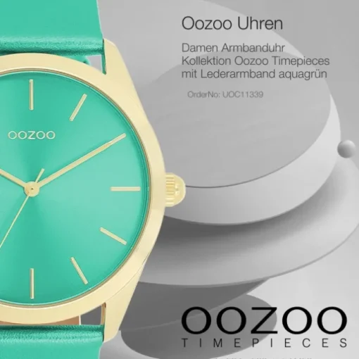Oozoo Damen Armbanduhr Timepieces Analog Leder aquagrün UOC11339