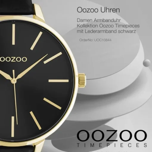 Oozoo Damen Armbanduhr Timepieces Analog Leder schwarz UOC10844