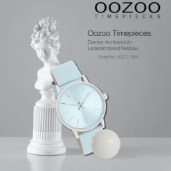 Oozoo Damen Armbanduhr Timepieces Analog Leder hellblau UOC11369