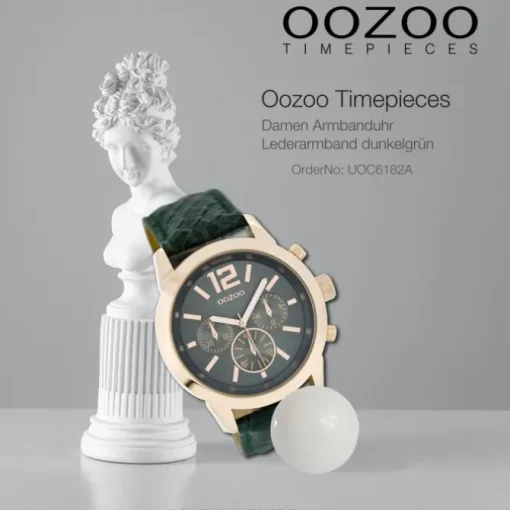 Oozoo Damen Armbanduhr Timepieces Analog Leder dunkelgrün UOC6182A